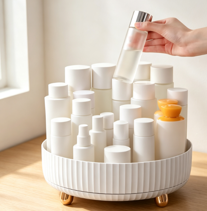 Rotating Round Makeup Organizer Stand