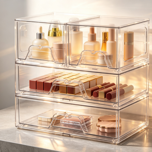 Stackable Acrylic Makeup Organizer Drawers