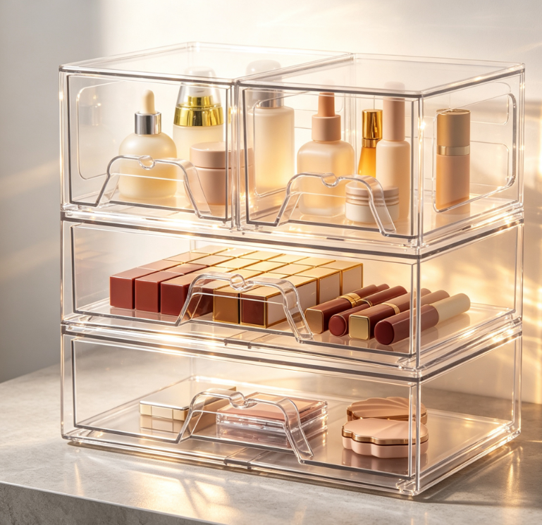 Stackable Acrylic Makeup Organizer Drawers