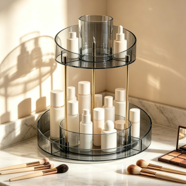 2-Tier Rotating Bathroom Makeup Organizer