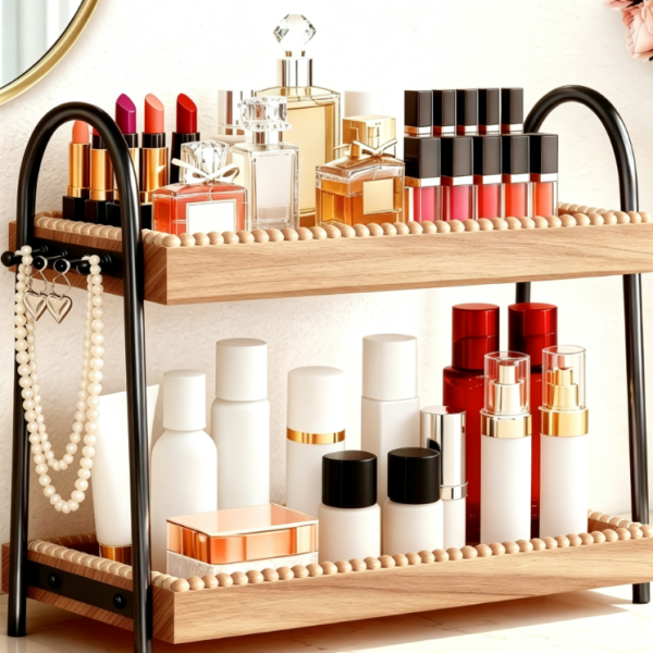 2-Tier Vanity Makeup Organizer Stand