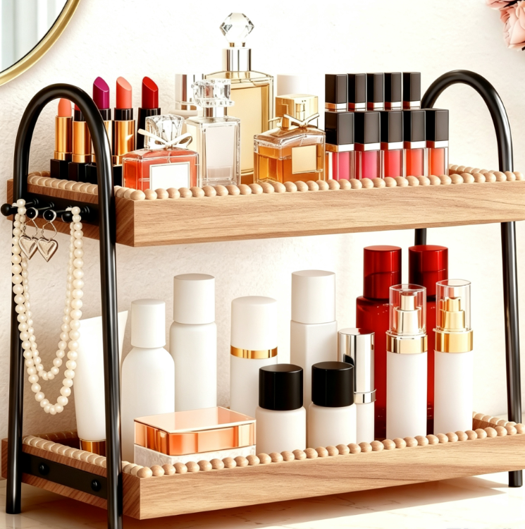 2-Tier Vanity Makeup Organizer Stand