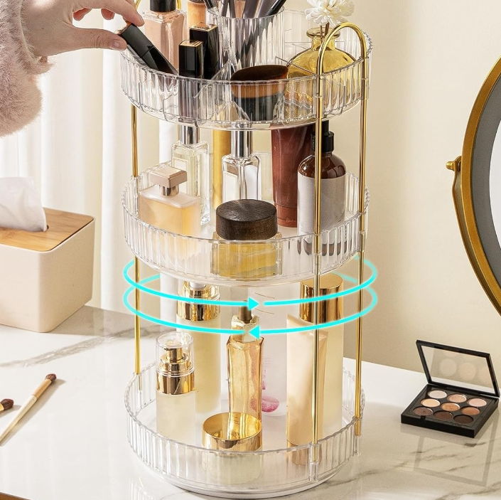 3-Tier Rotating Makeup Organizer Stand