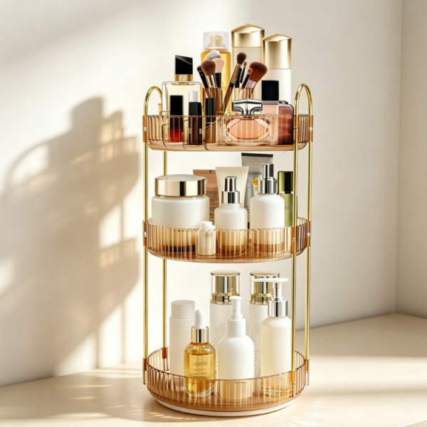 3-Tier Rotating Makeup Organizer Stand