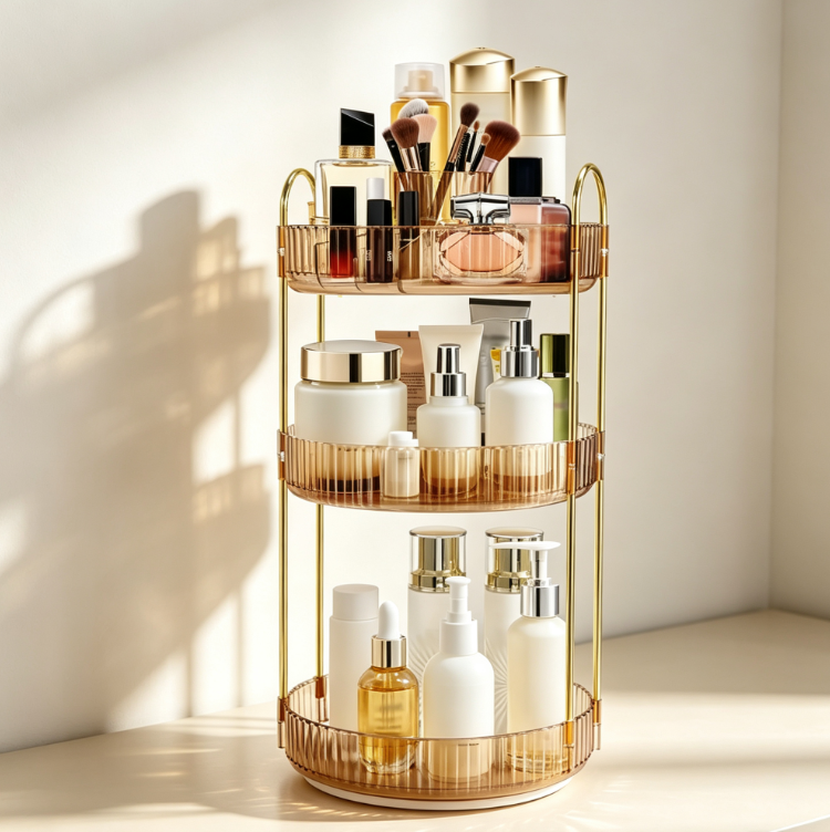3-Tier Rotating Makeup Organizer Stand