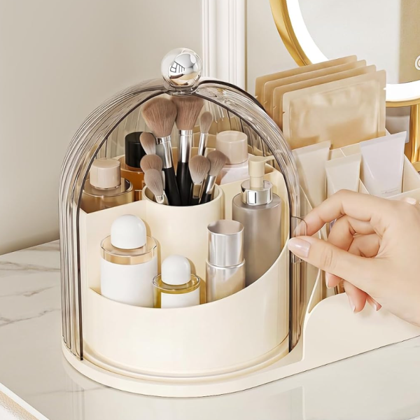 Rotating Makeup Organizer with Dust Cover