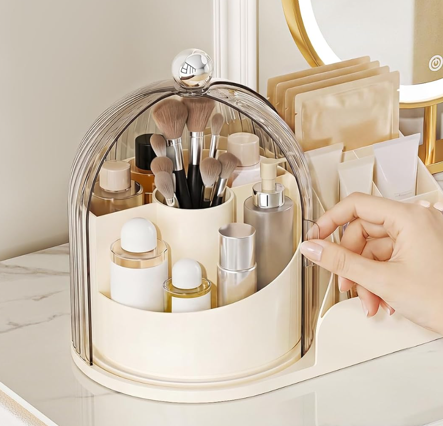 Rotating Makeup Organizer with Dust Cover
