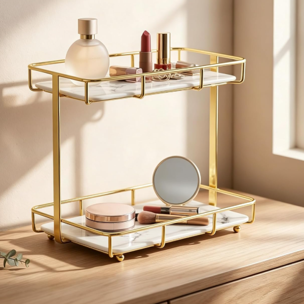 2-Tier Countertop Makeup Organizer Stand