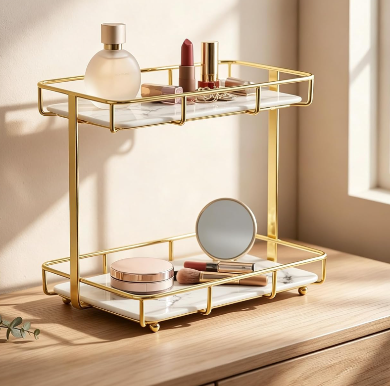 2-Tier Countertop Makeup Organizer Stand