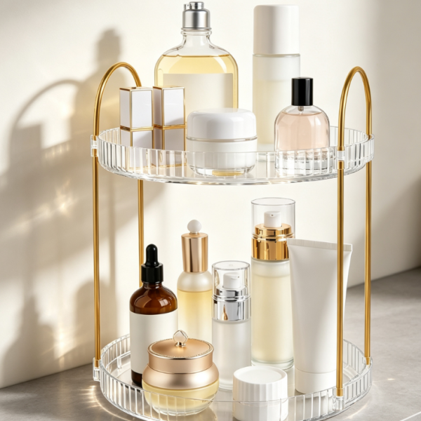 2-Tier Rotating Makeup Organizer Stand