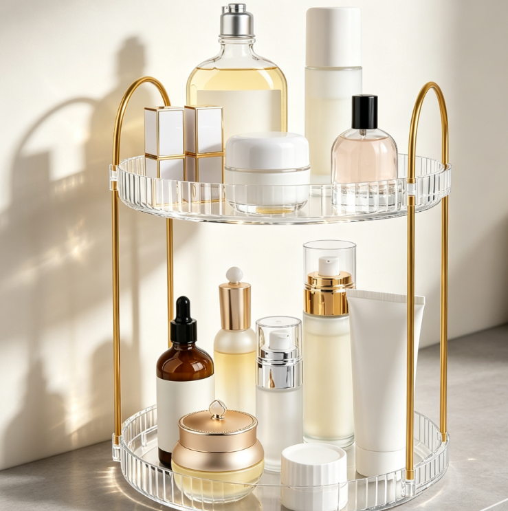2-Tier Rotating Makeup Organizer Stand