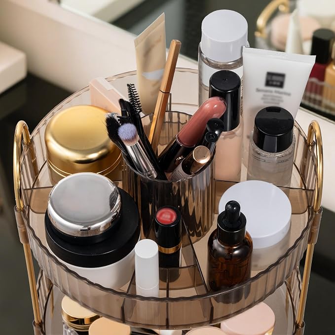 3-Tier Rotating Makeup Organizer Stand - Image 2