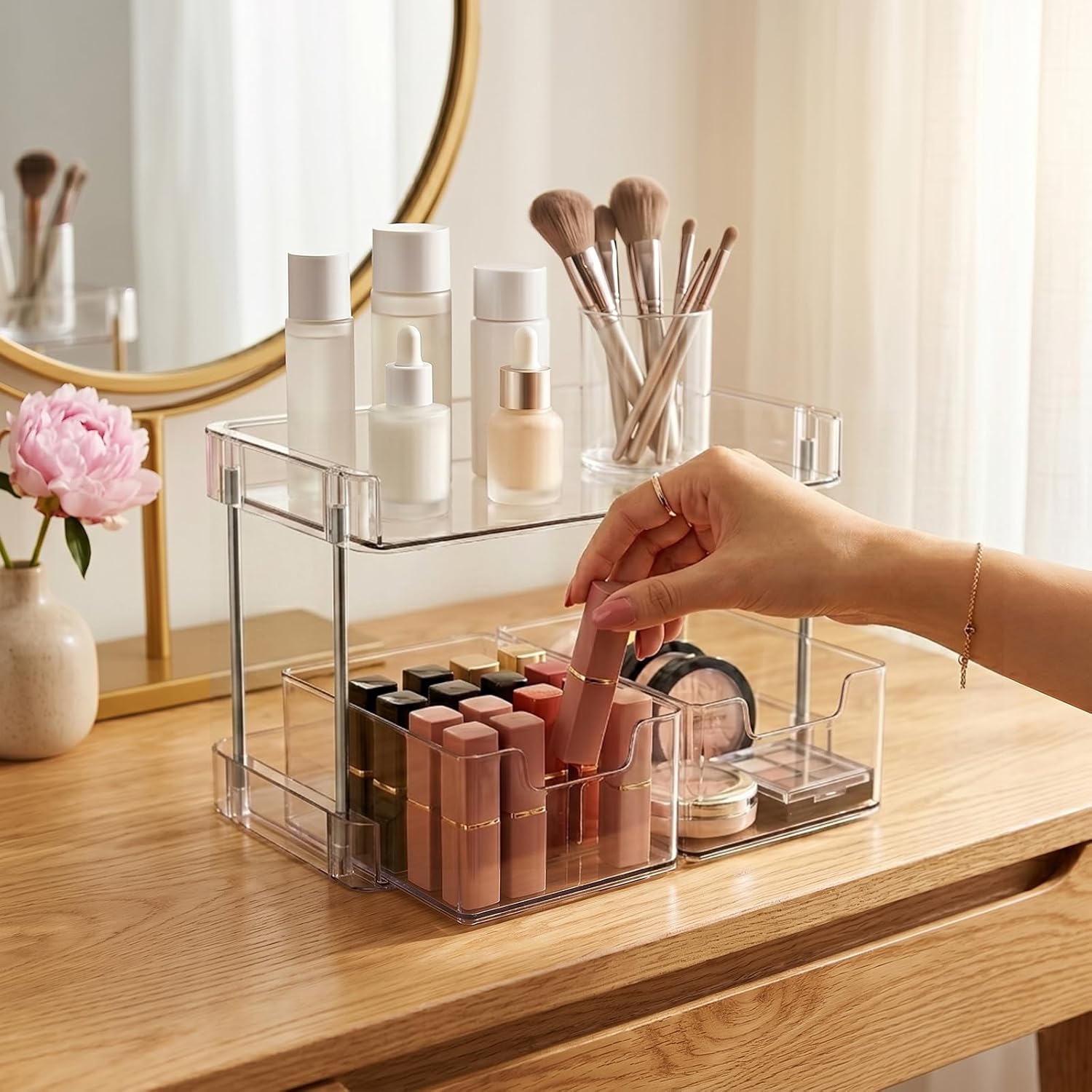 Rotating Countertop Makeup Organizer Stand