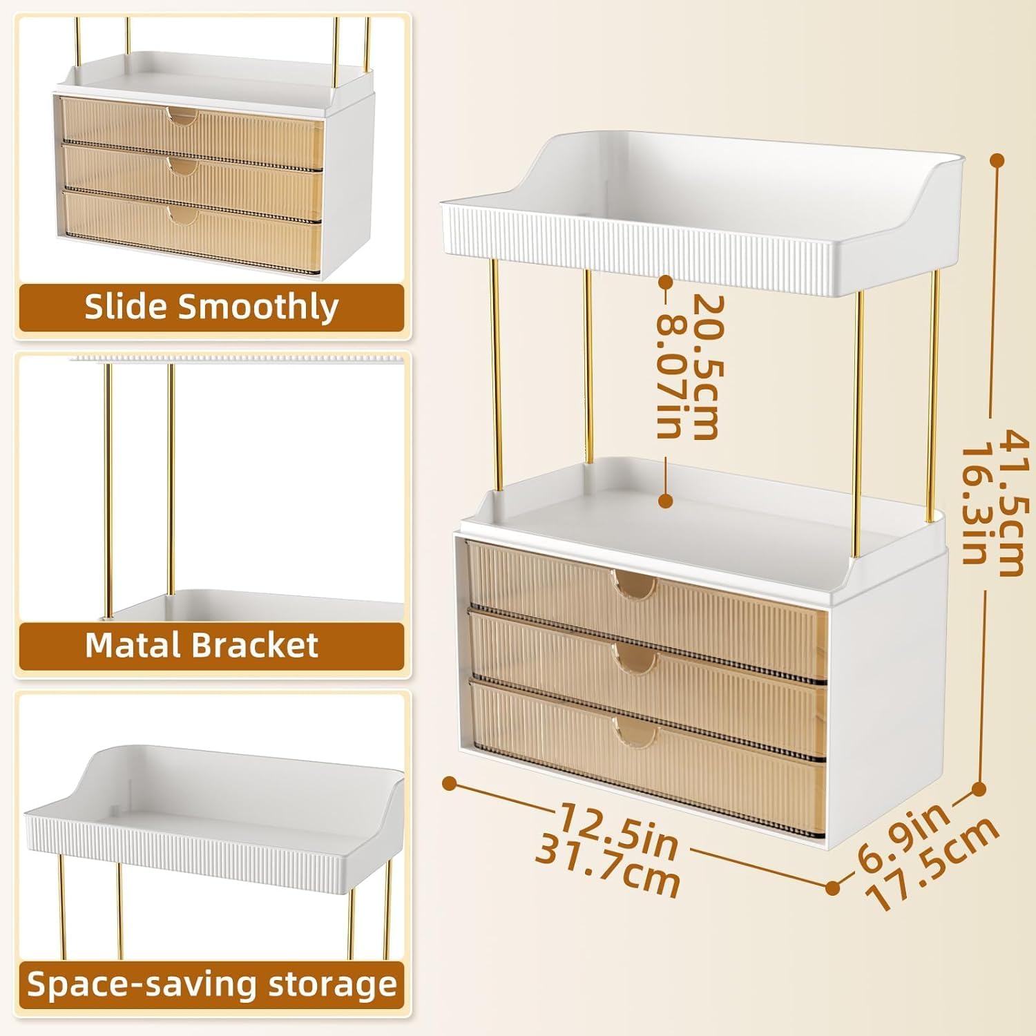 3-Tier Rotating Skincare Organizer Stand - Image 2