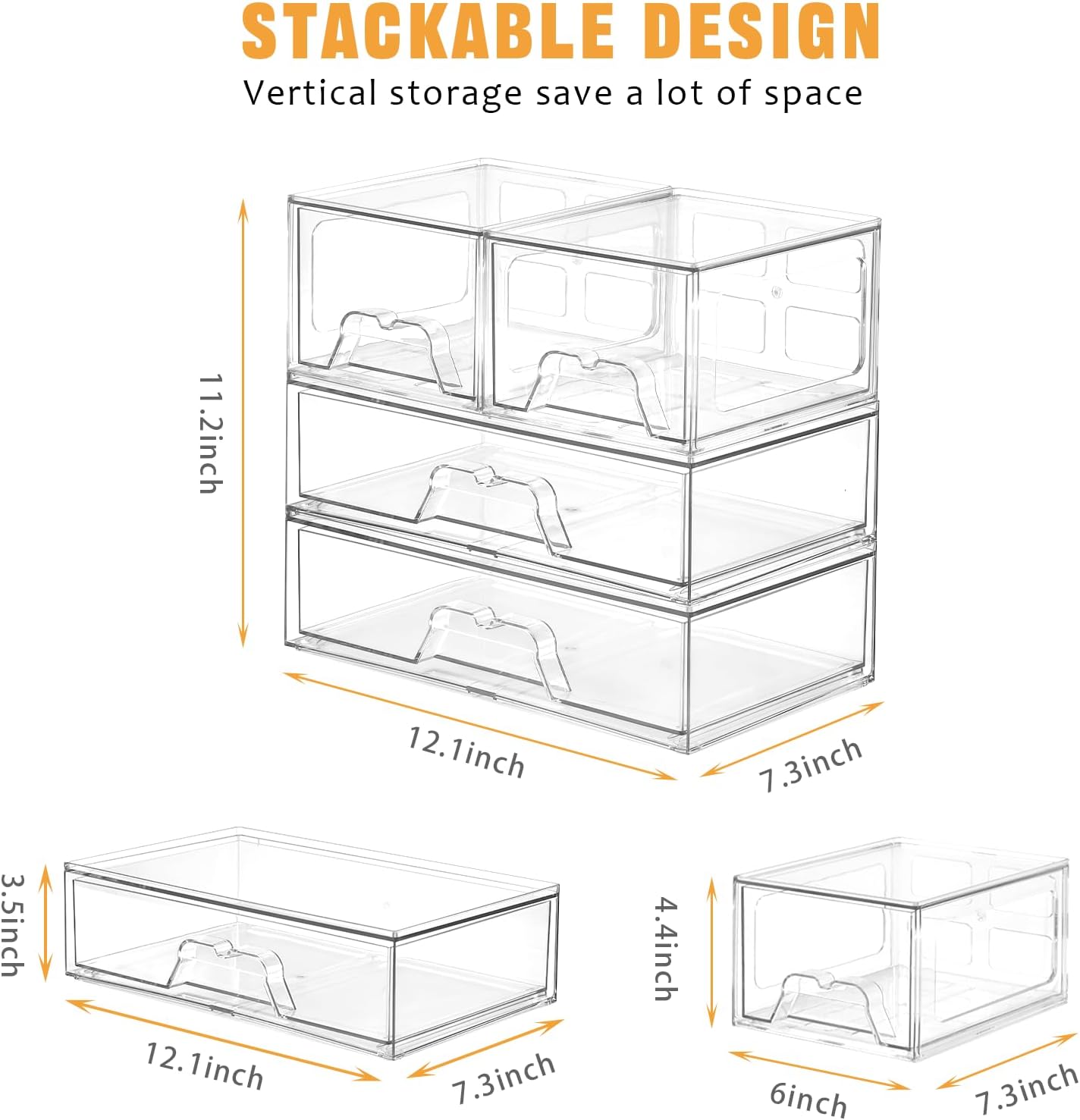 Stackable Acrylic Makeup Organizer Drawers - Image 2