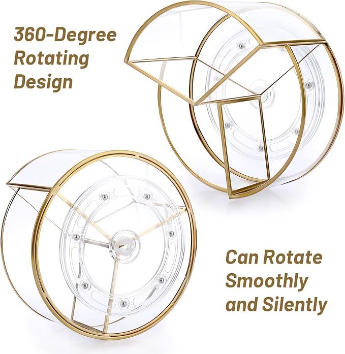 3-Slot Rotating Glass Makeup Organizer - Image 2