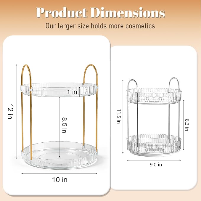 2-Tier Rotating Makeup Organizer Stand - Image 2