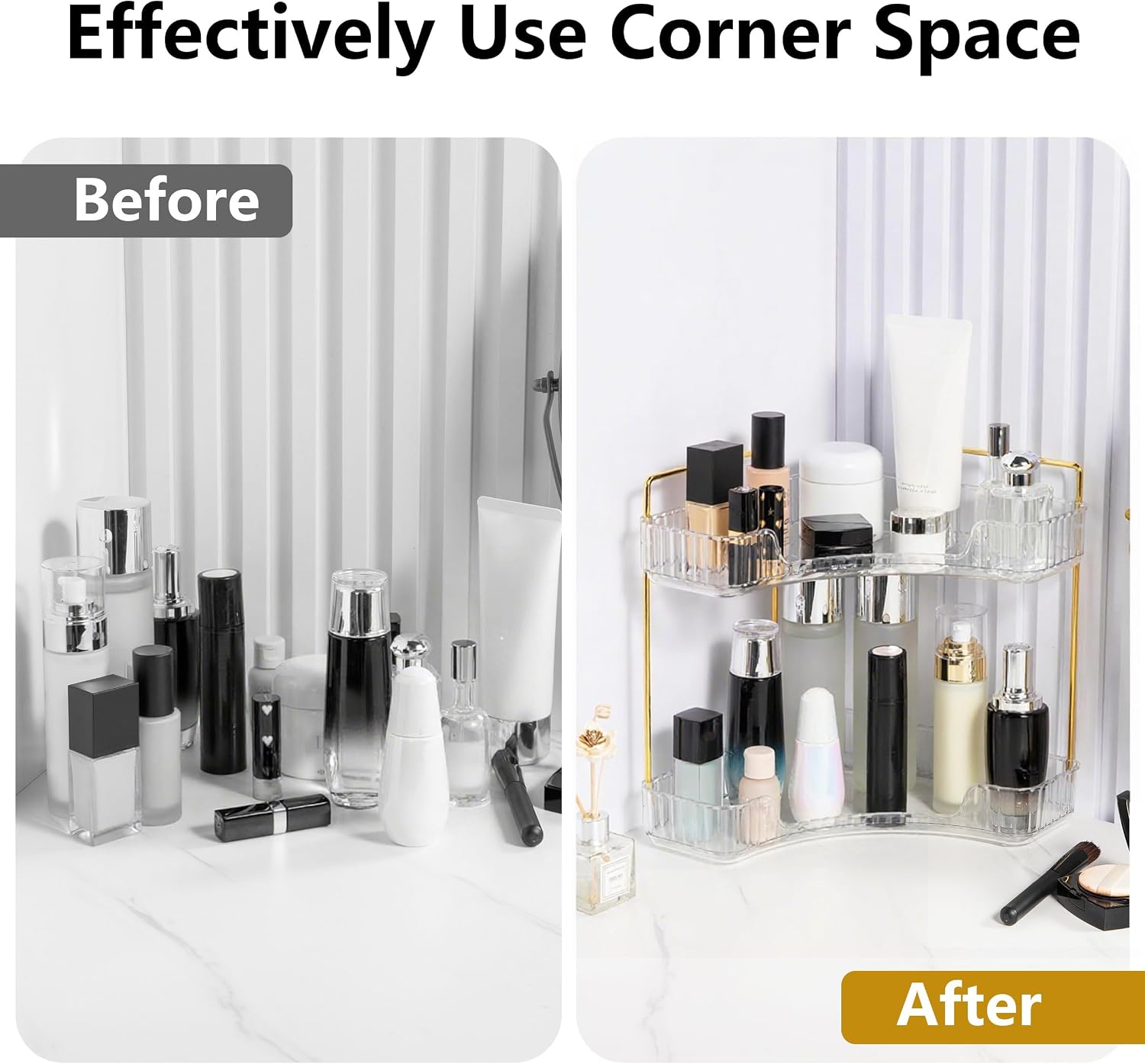 2-Tier Corner Bathroom Organizer Stand - Image 2