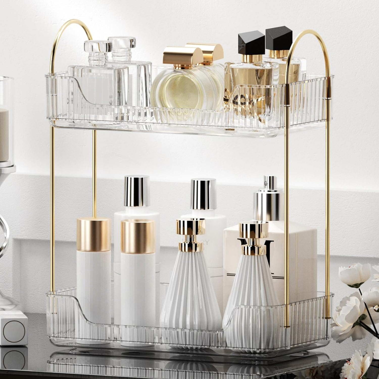2-Tier Drawer Makeup Organizer Stand