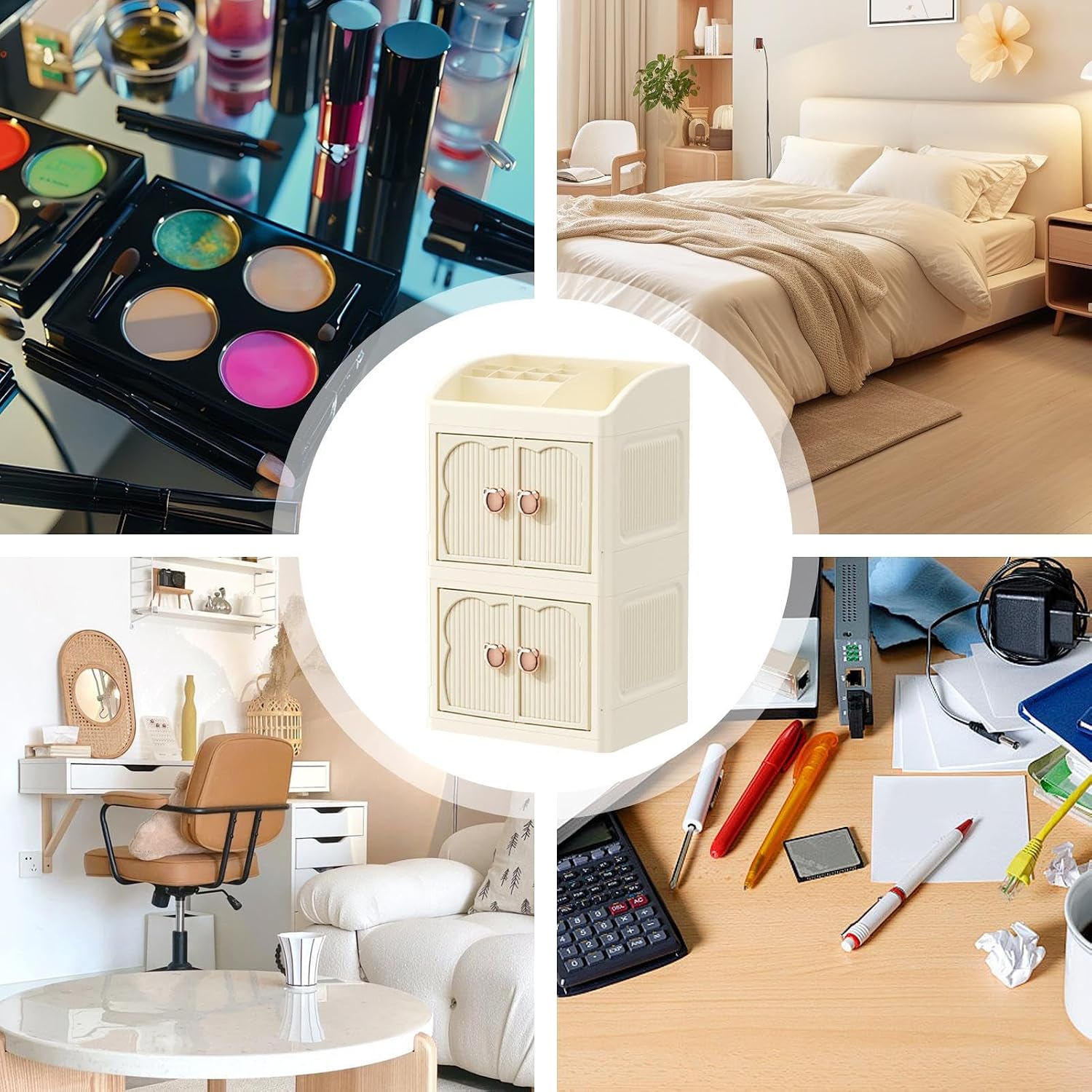 3-Tier Rotating Makeup Organizer Stand - Image 2